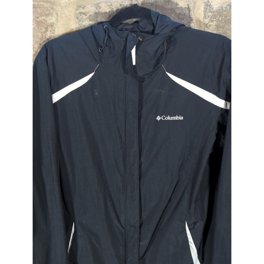 Columbia Coat Woman's Large Black‎ White Interchange Hooded Omni-Shield Nylon - Picture 2 of 14
